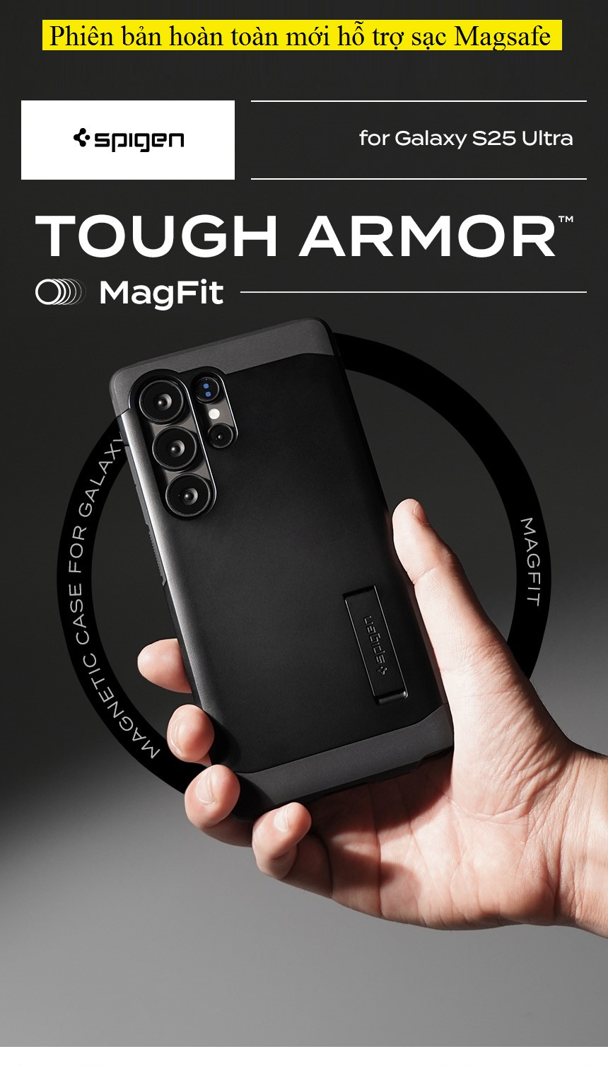 Ốp lưng Samsung Galaxy S25 Ultra Spigen Tough Armor AI Magfit 568913